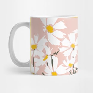 Les Fleurs de Paris - White Cosmos Flowers on Pink Mug